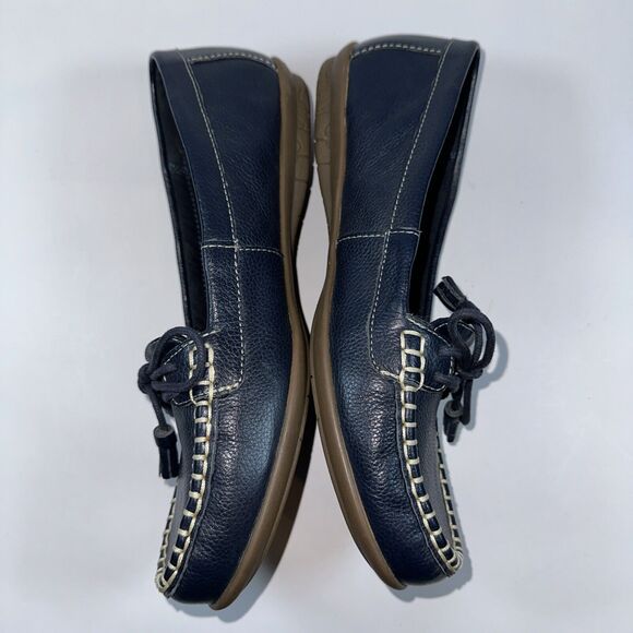 Hotter Shoes Women's 10 M Navy Blue Honiton Slip-On Loafers Leather Stitching - Picture 5 of 9